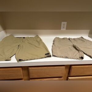 Quicksilver and Harley Flat Front Tan Shorts with Classic Design